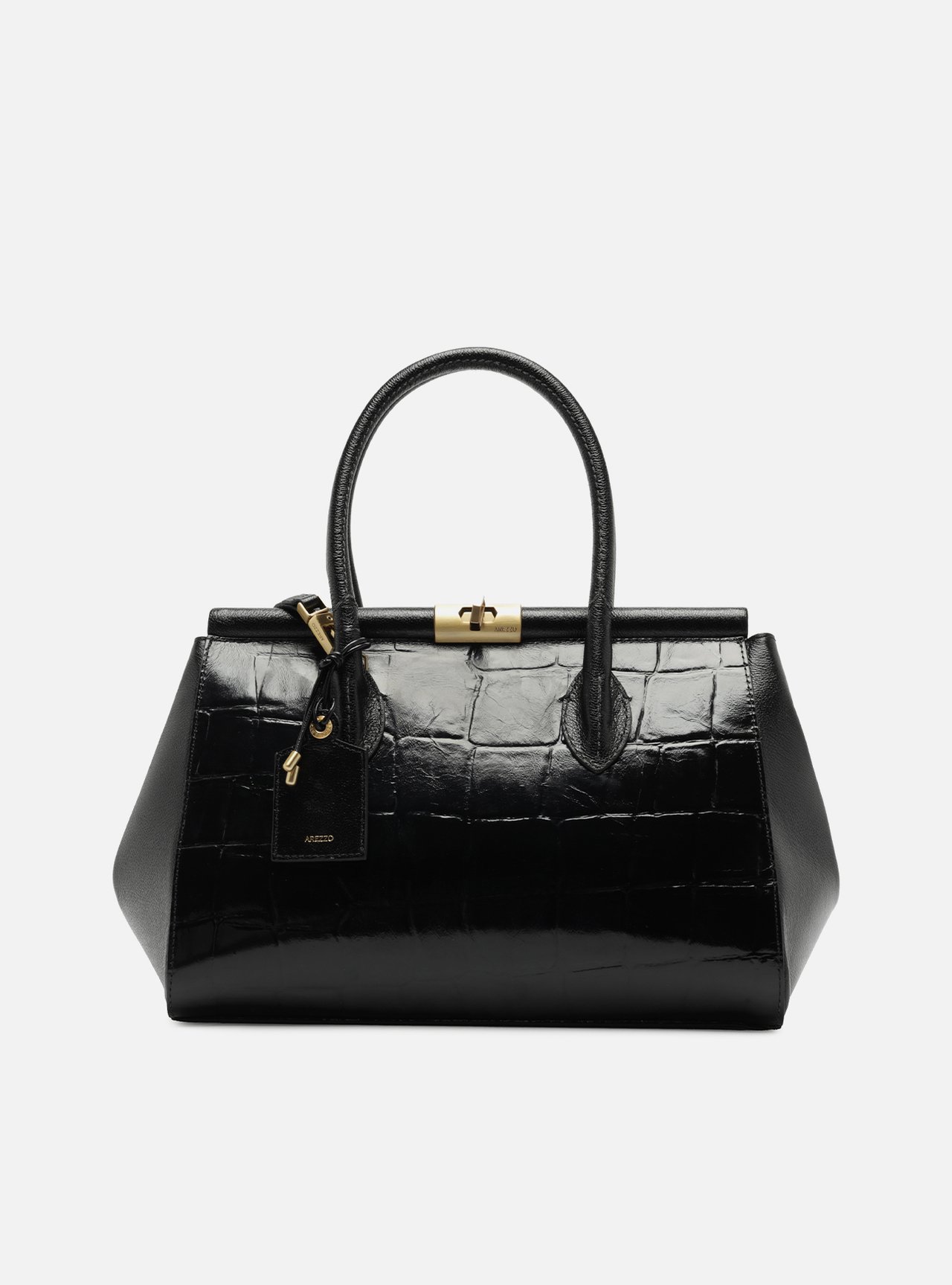 Bolsa Tote Preta Couro Maxi Croco Grande — foto 1