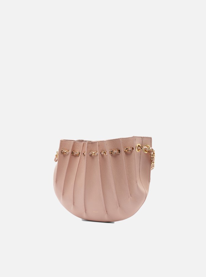 Bolsa Tiracolo Pequena Couro Rosa Corrente