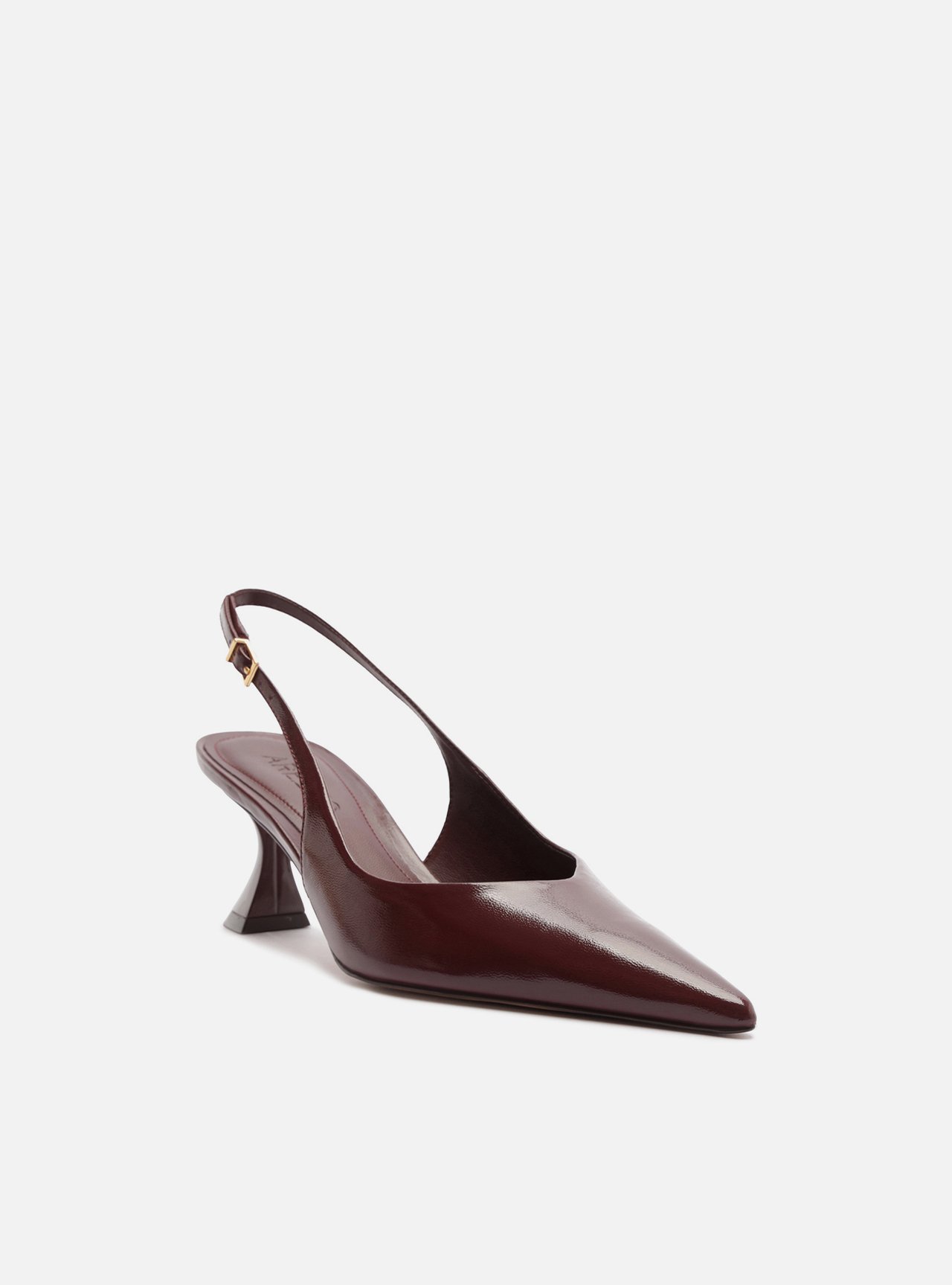 Scarpin Vermelho Couro Salto Geométrico Slingback — foto 2