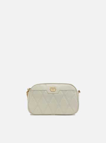 Bolsa Tiracolo Branca Couro Matelassê Pequena