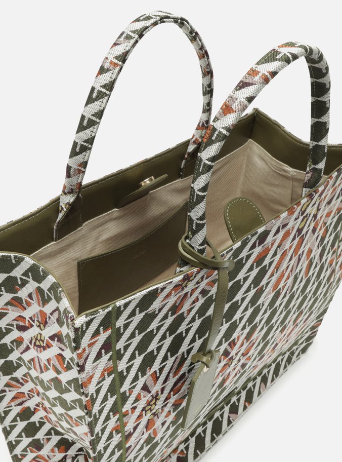 Bolsa Shopping Verde Tecido Floral Grande