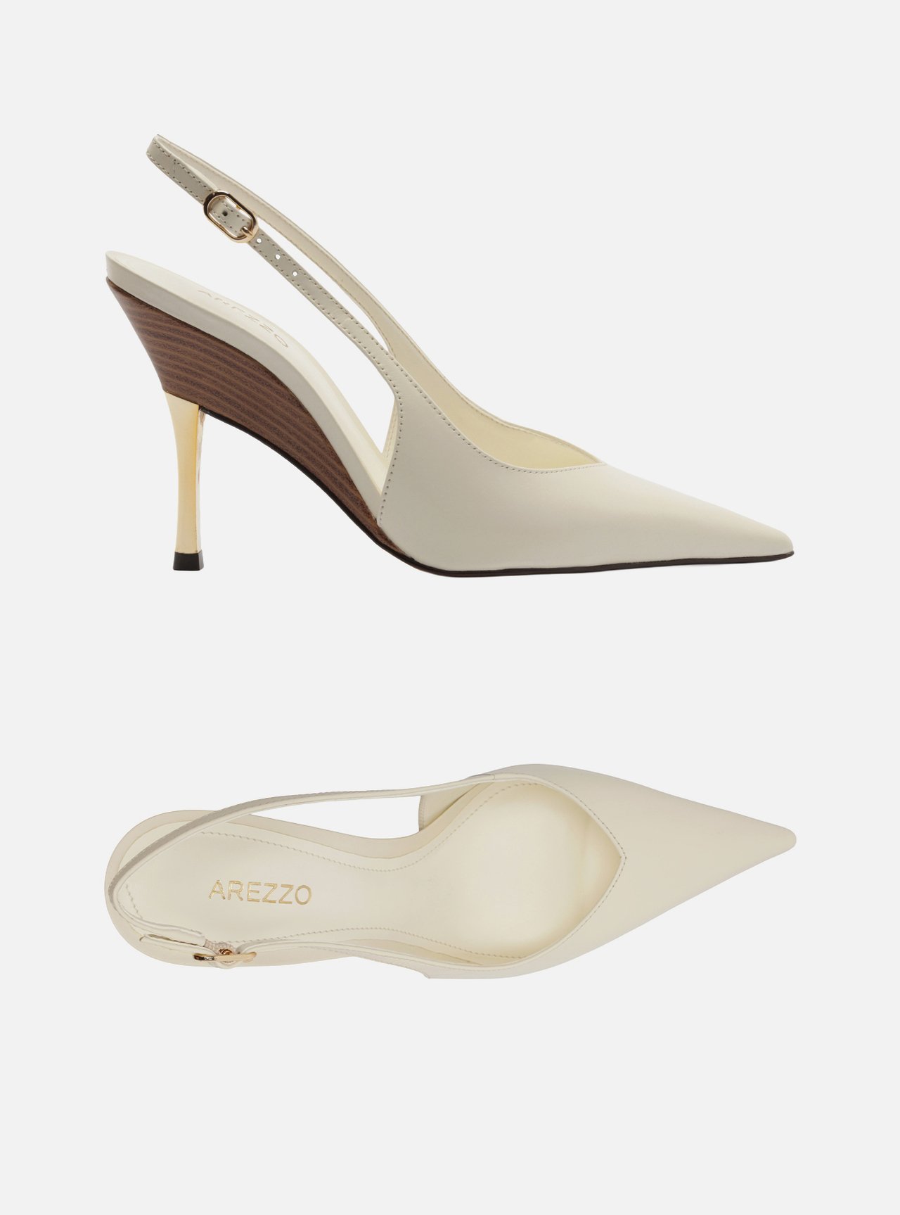 Scarpin Branca Couro Salto Fino Fivela Slingback — foto 5