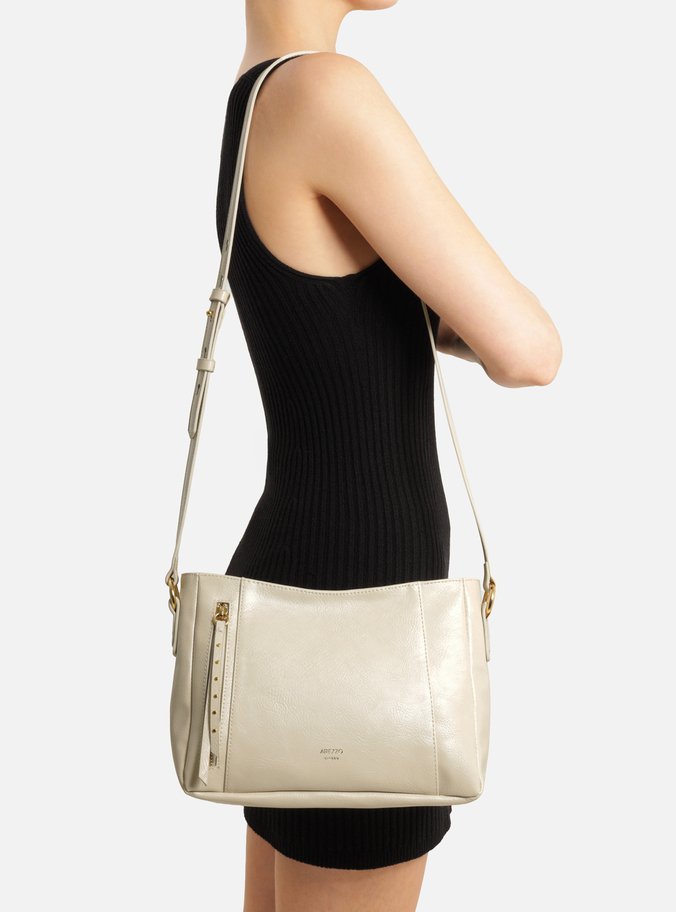 Bolsa Tiracolo Off White Média Bolso Frontal Zíper