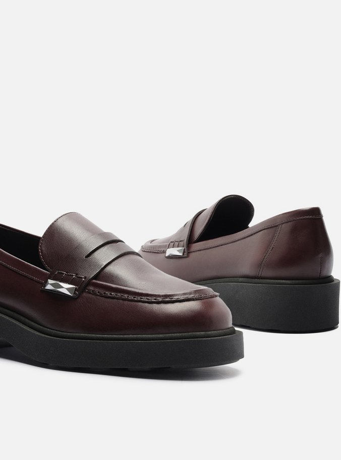 Mocassim Marrom Couro Bloco Tira Detalhe