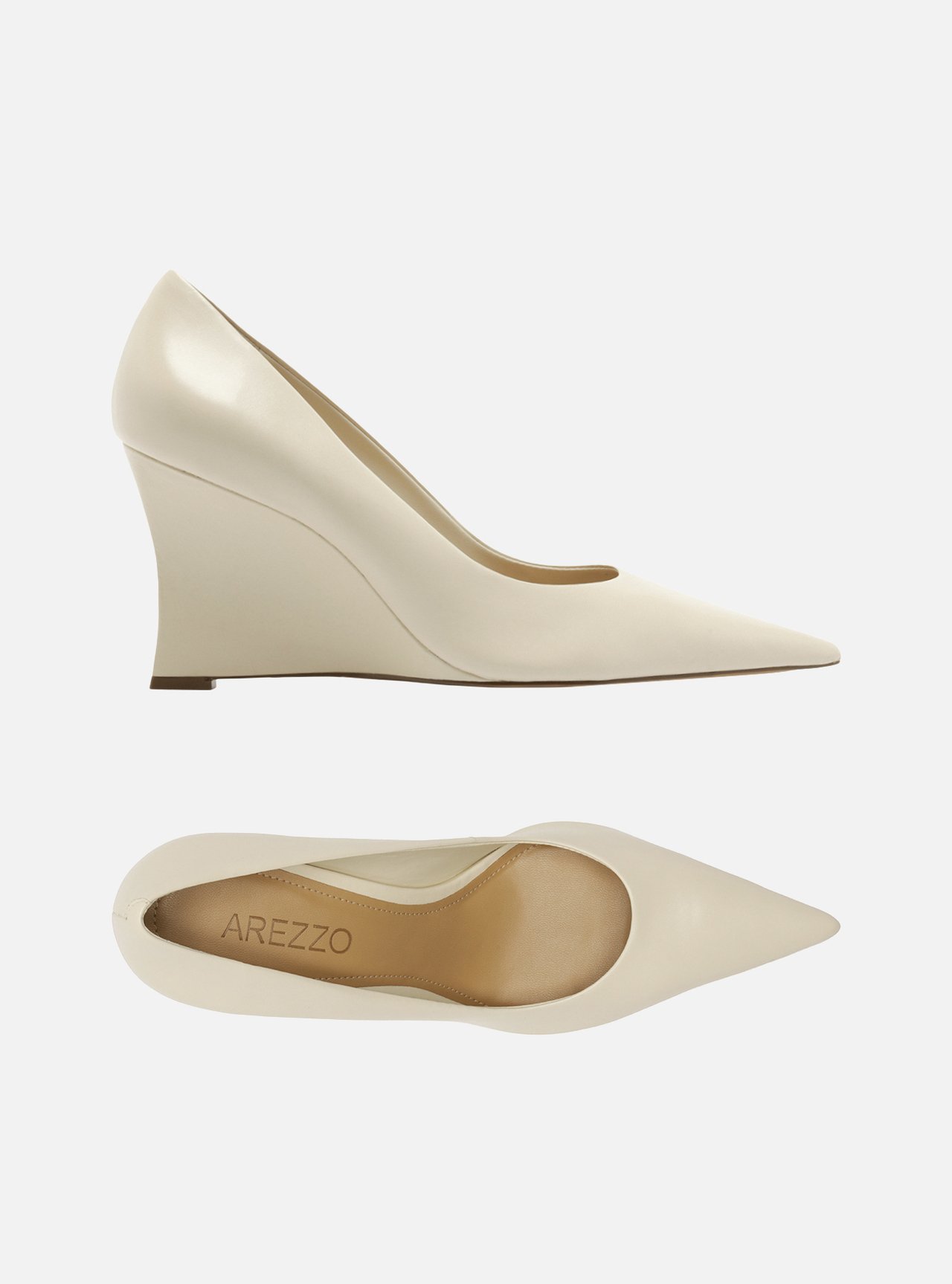 Scarpin Branco Couro Salto Anabela Bico Fino — foto 5