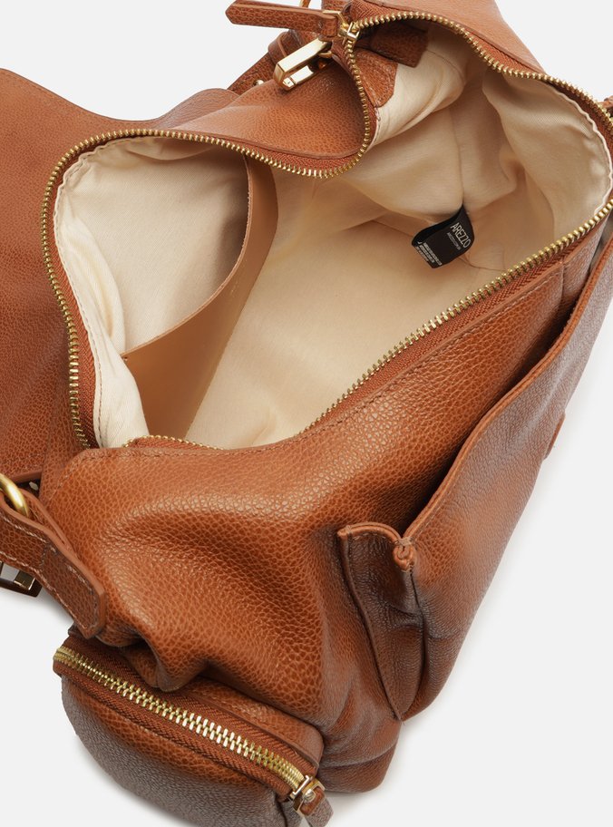 Bolsa Hobo Marrom Couro Grande Bolsos