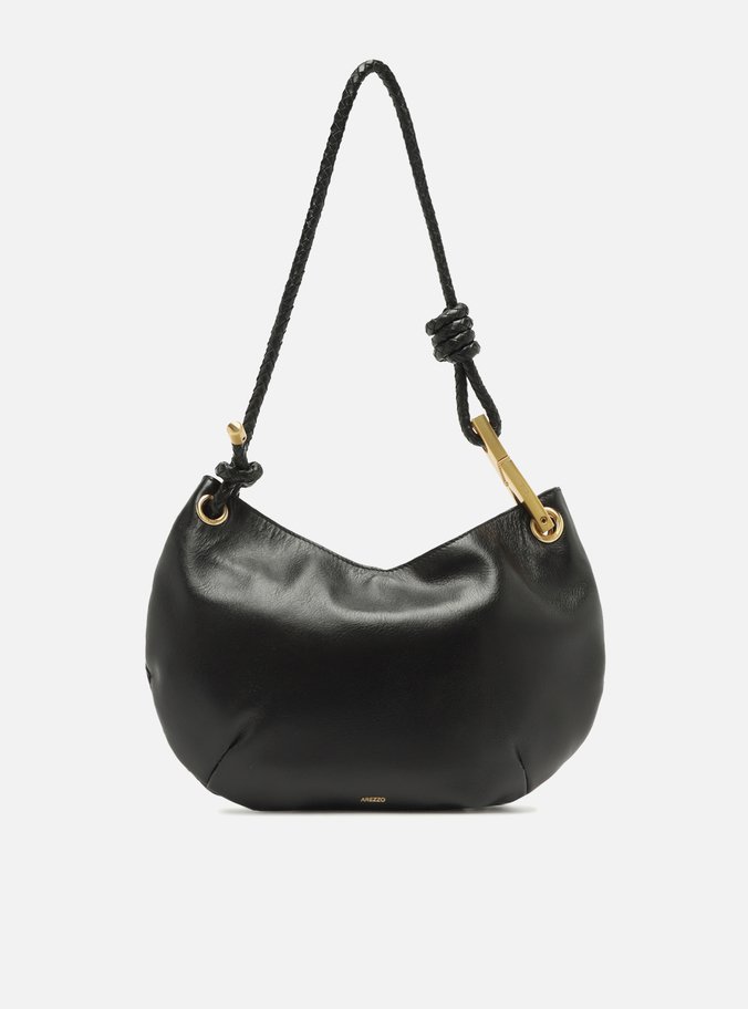 Bolsa Tiracolo Preta Couro Média Maia Tressê