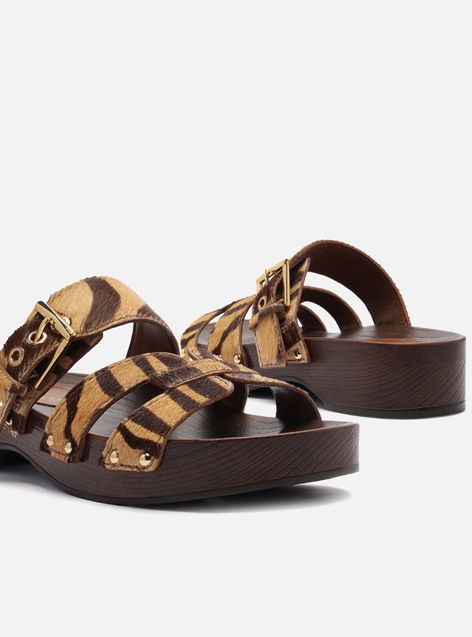 Sandália Clog Animal Print Flatform Lauren