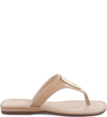 Rasteira Metal Couro Nude-Rose