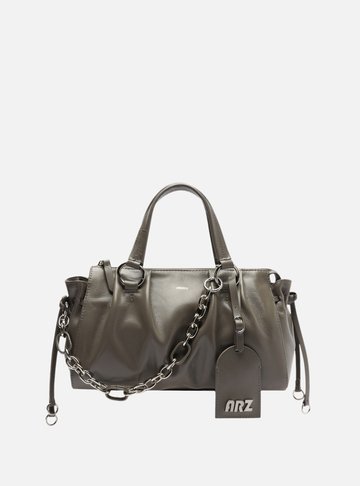 Bolsa Tote Couro Cinza Média