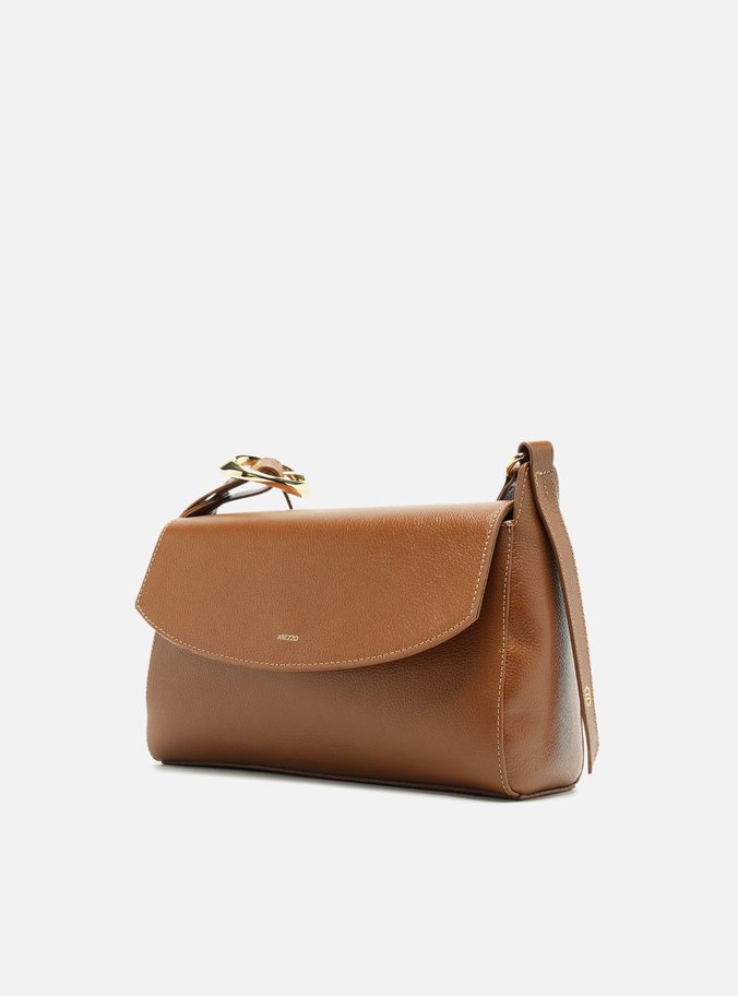 Bolsa Tiracolo Marrom Couro Média Básica
