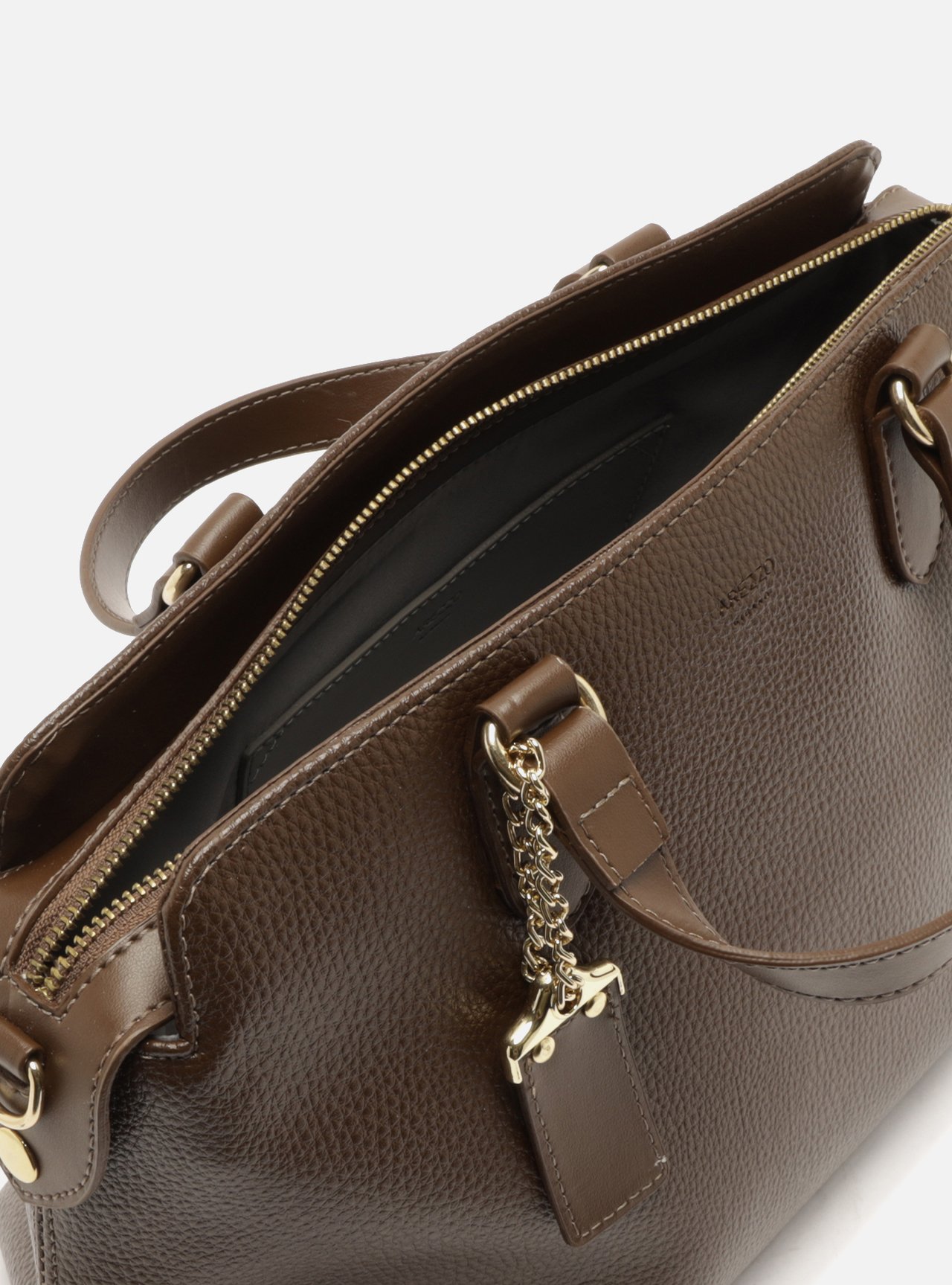 Bolsa Tote Marrom Média Corrente Dourada — foto 4