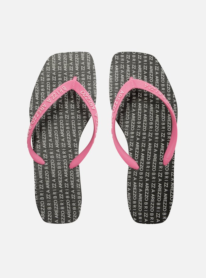 Chinelo de Dedo Rosa Square Tiras Logo