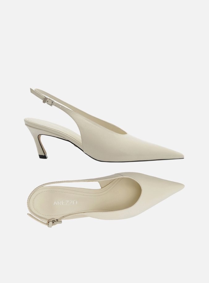 Scarpin Branco Couro Salto Kitten Bico Fino