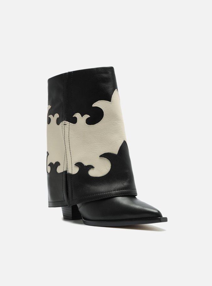 Bota Preta Couro Cano Médio Capa Western Georgia