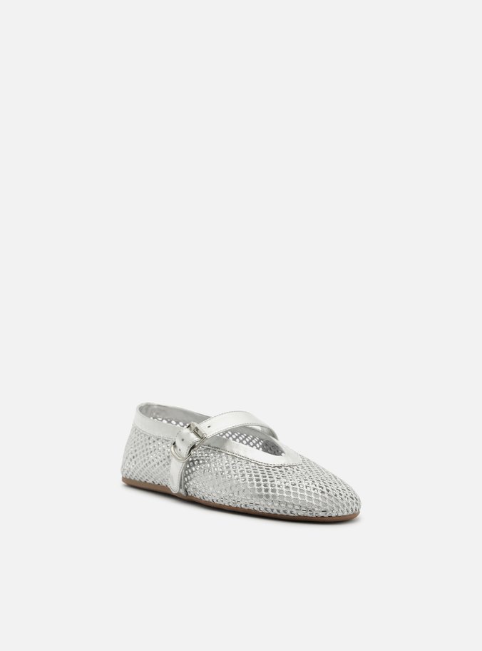 Sapatilha Boneca Prata Tela Fivela
