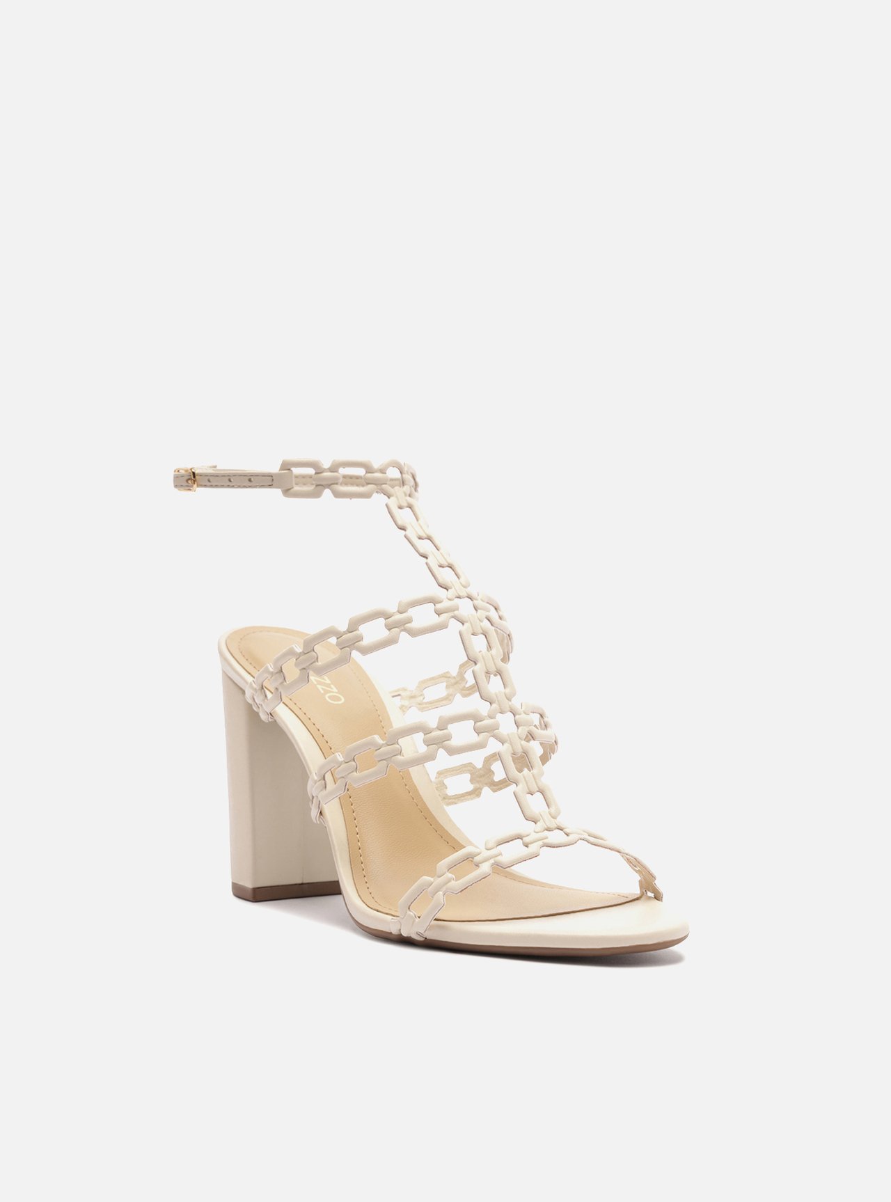 Sandália Off White Salto Alto Elos Gladiadora — foto 2