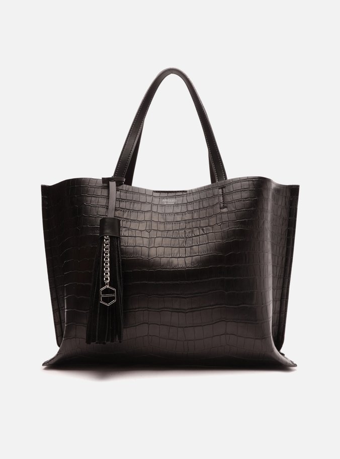 Bolsa Shopping Preta Croco Grande Barbicacho