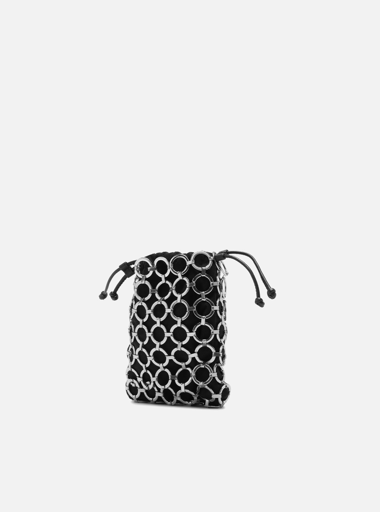 Mini Bag Tiracolo Preta Porta-Celular Suede Argolas — foto 2