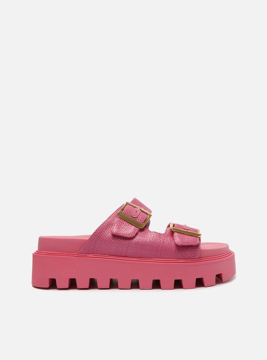 Sandália Papete Rosa Flatform Tratorada