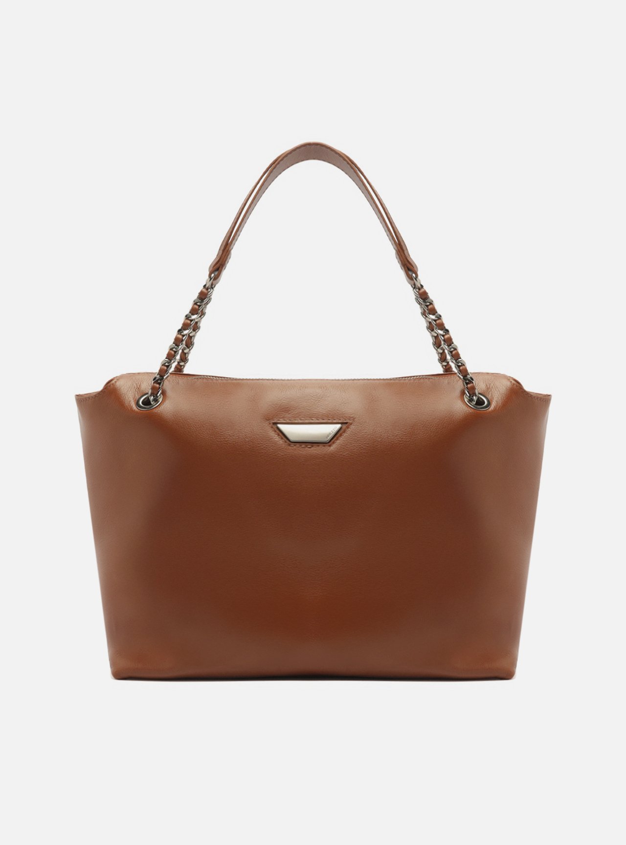 Bolsa Shopping Marrom Couro Grande Metal — foto 1