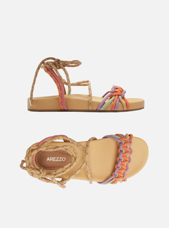 Sandália Papete Nude Flatform Cordão