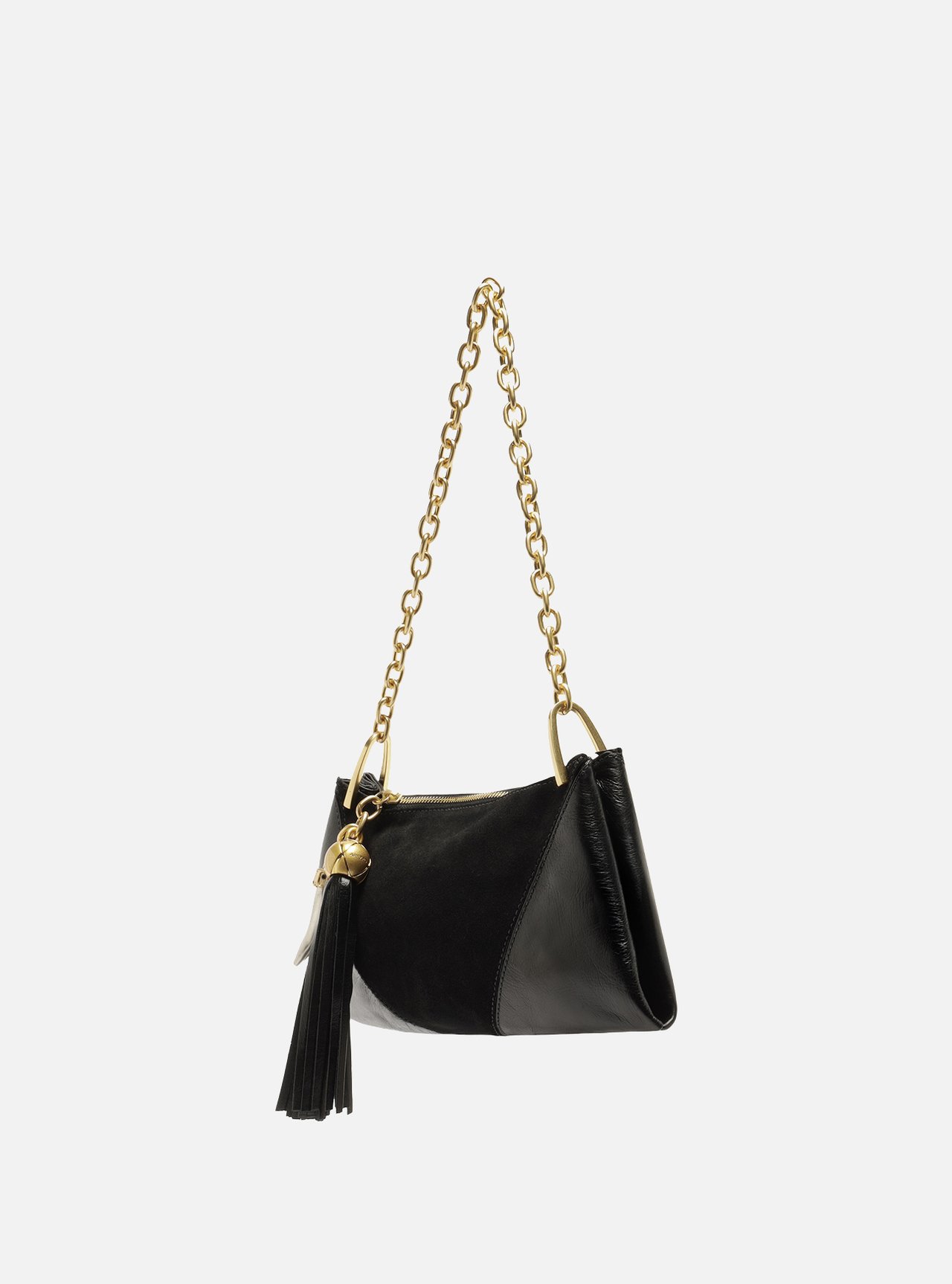 Bolsa Shoulder Preta Couro Média Corrente — foto 2