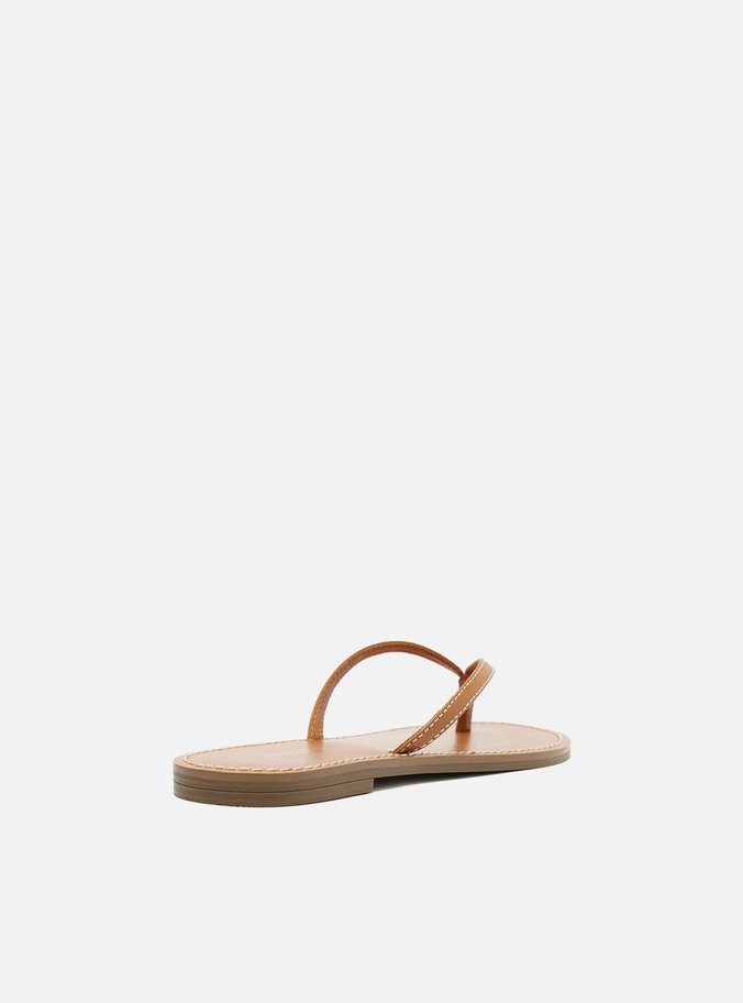 Rasteira Marrom Flat Flip Flop Pesponto