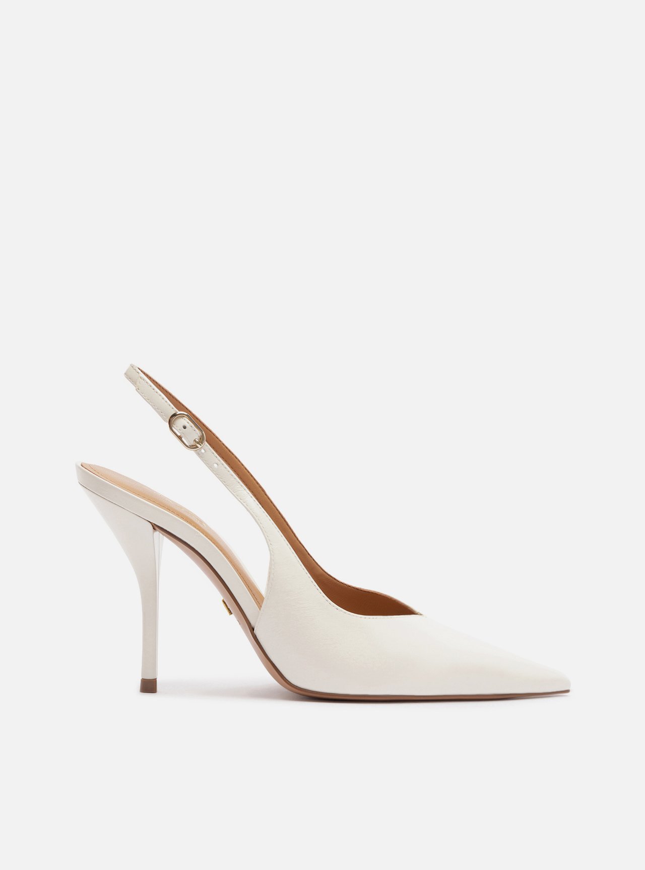 Scarpin Branco Couro Salto Fino Slingback — foto 1
