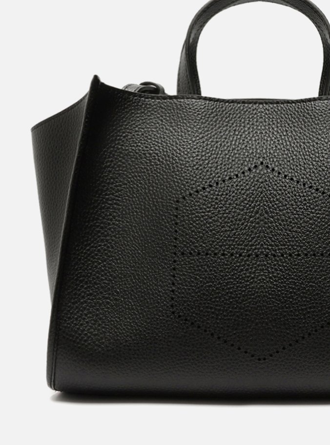 Bolsa Tote Preta Grande Logo Perfurado