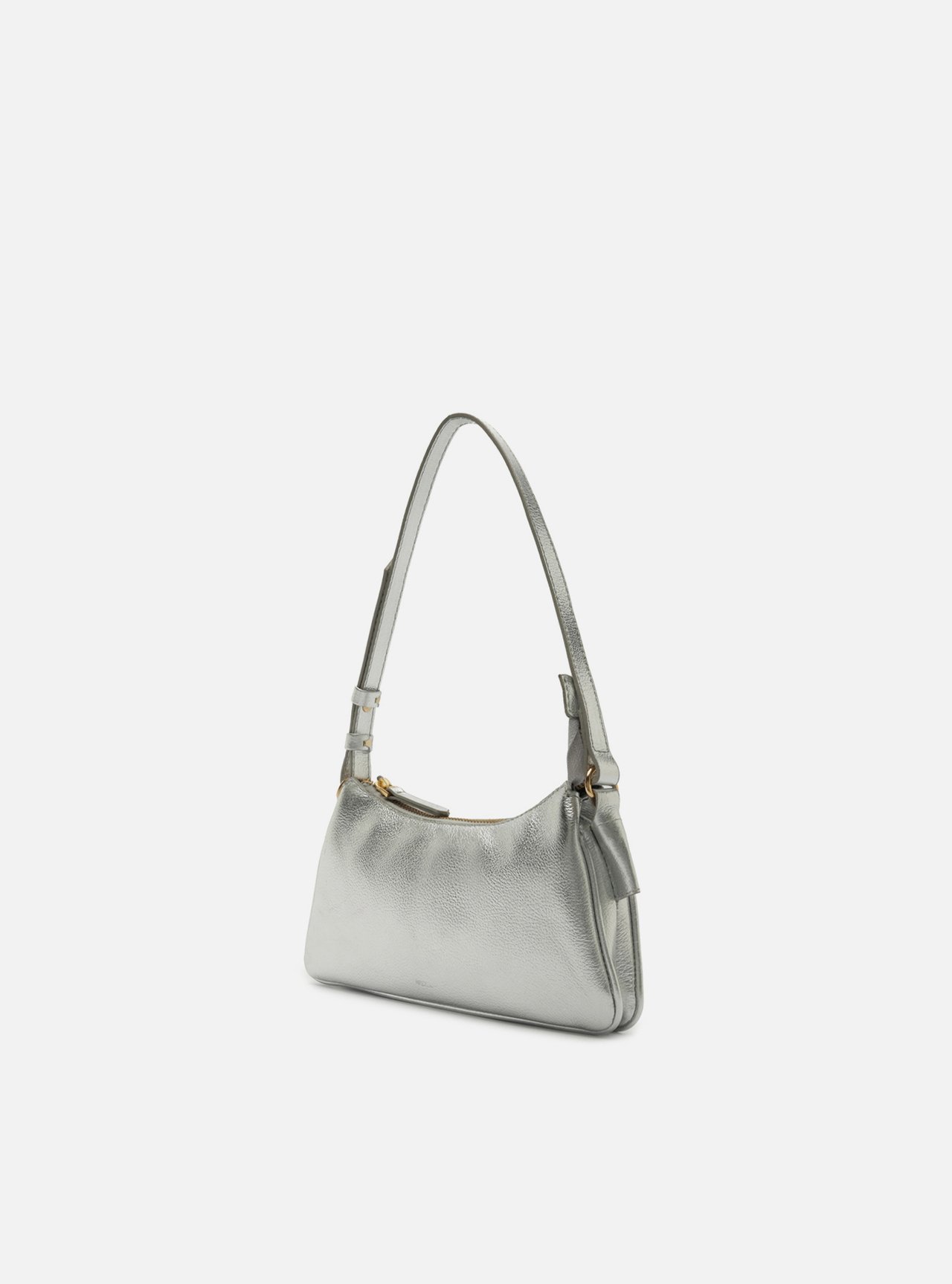 Bolsa Shoulder Prateada Couro Pequena — foto 2