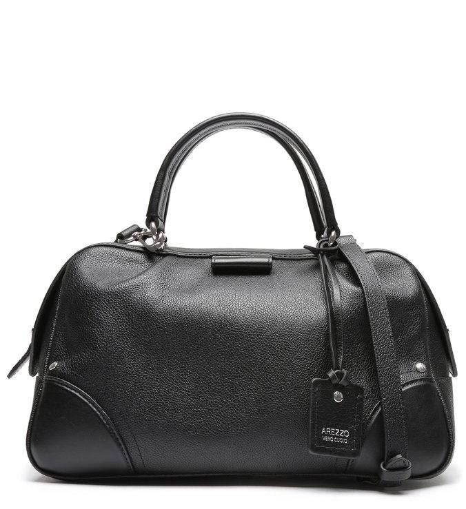 Bolsa Bowling Preta Couro Grande