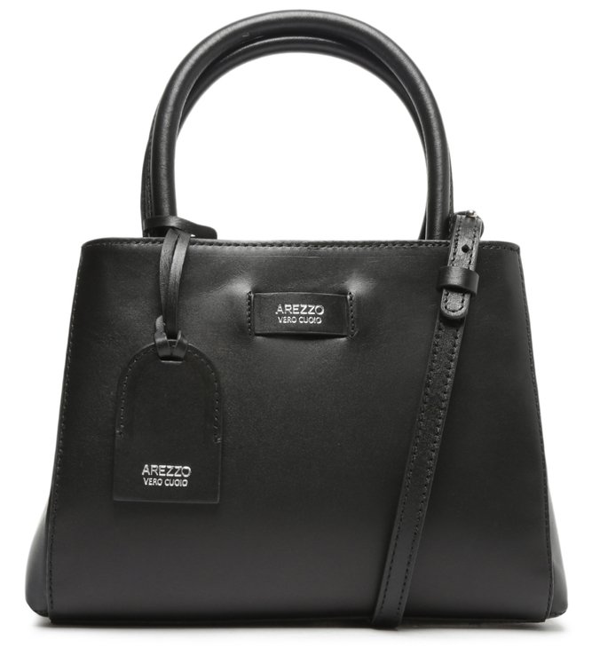 Bolsa Tiracolo Preta Couro Estruturada