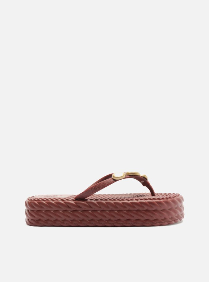 Chinelo de Dedo Vermelha Flatform Metais Brizza
