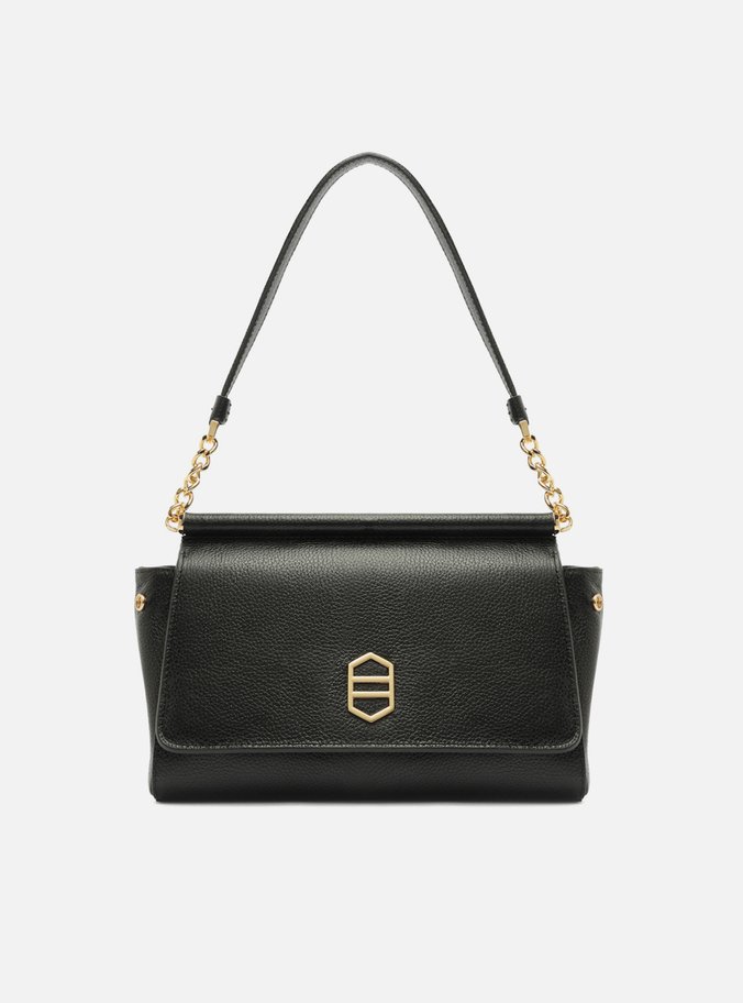 Bolsa Tiracolo Preta Couro Média Alça Curta