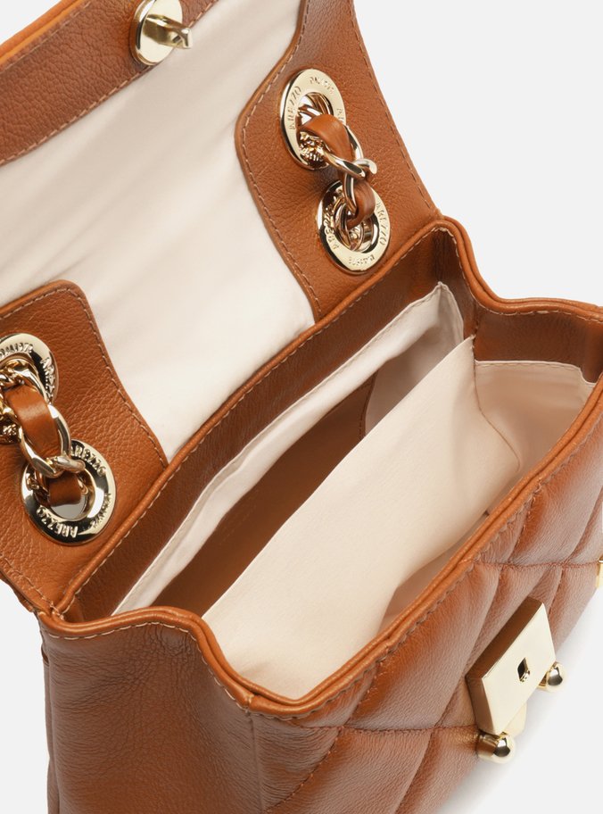 Bolsa Tiracolo Marrom Couro Mizz Pequena Tachas