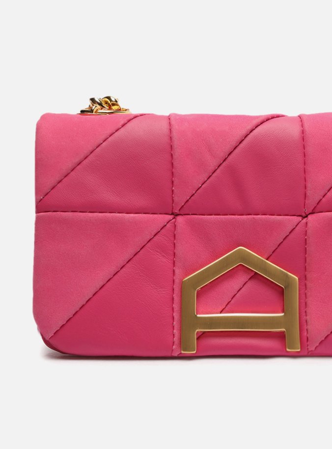 Bolsa Tiracolo Rosa Couro Nobuck  Pequena