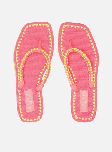 Chinelo de Dedo Multicolorido Square Crochê Brizza