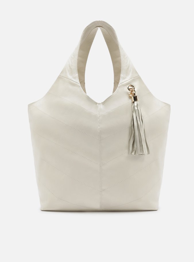 Bolsa Hobo Branca Couro Grande Barbicacho