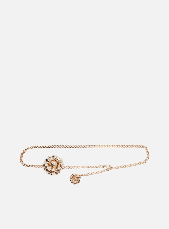 Cinto Dourado Metálico Flor