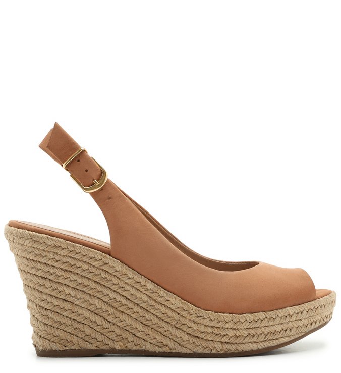 Espadrille Nude Nobuck Plataforma Fivela Pale Nut