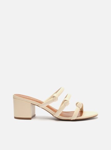 Sandália Off-White Salto Bloco Tiras Nós