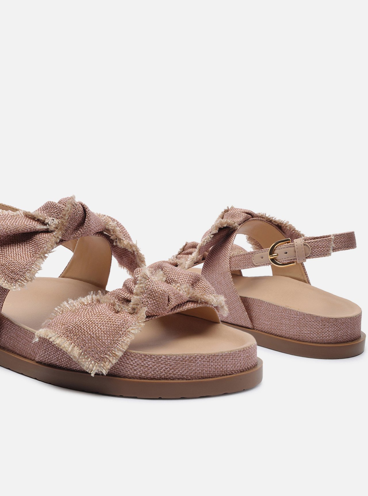 Sandália Papete Rosa Flatform Fivela Linho Lacinho — foto 4