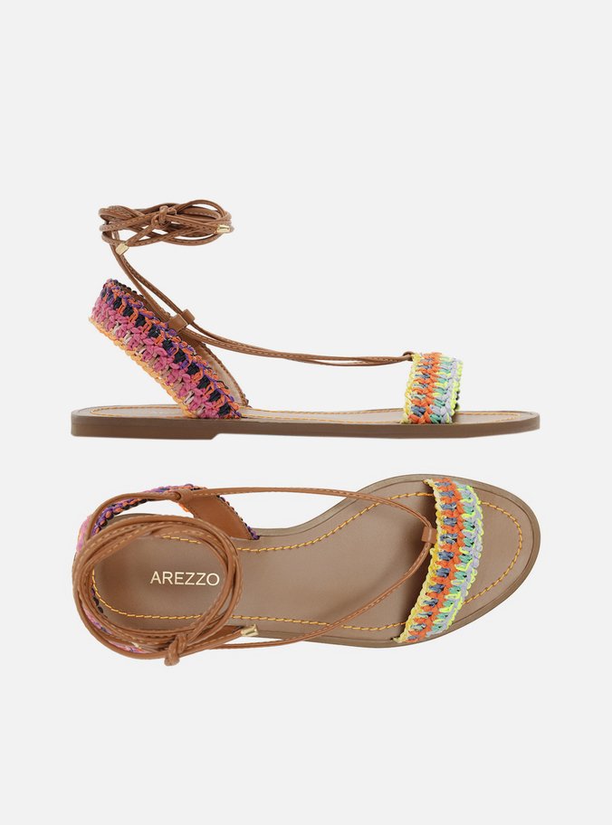 Sandália Crochê Multicolorida Amarração