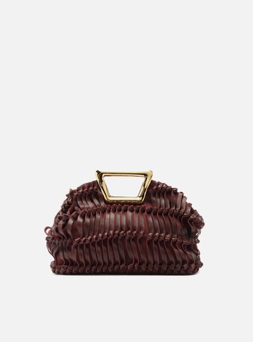 Bolsa Tiracolo Vinho Couro Média Alça Metal