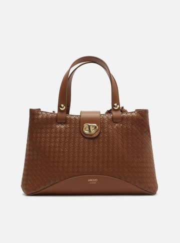 Bolsa Tote Marrom Grande Tressê Metal Orgânico