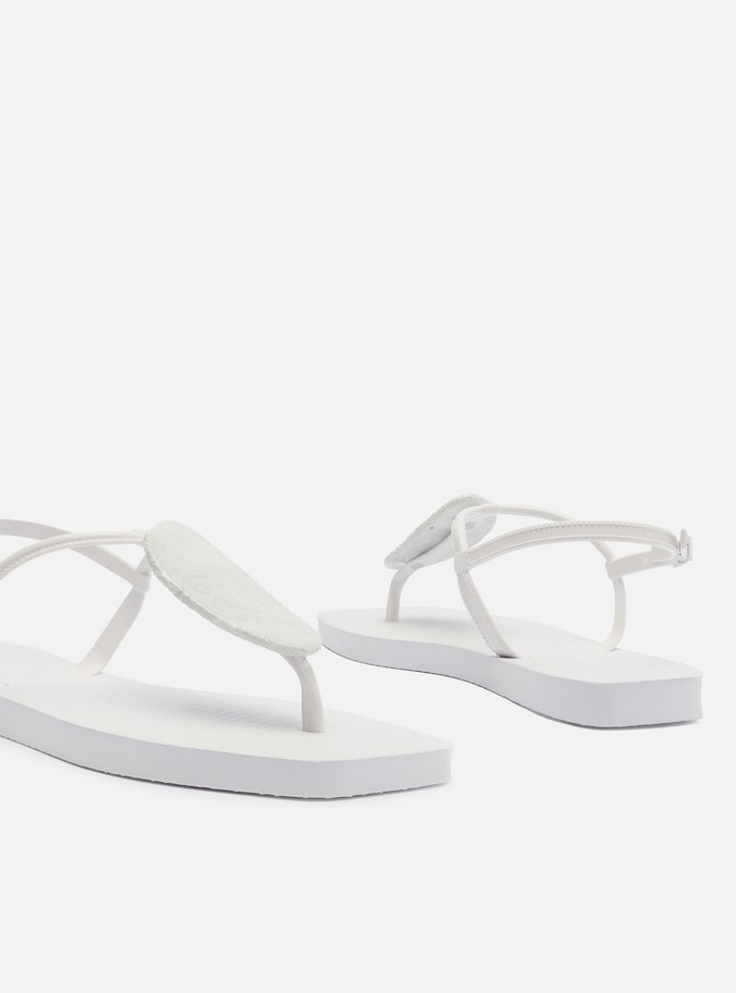 Sandália Rasteira Branca Slim Square Quartzo