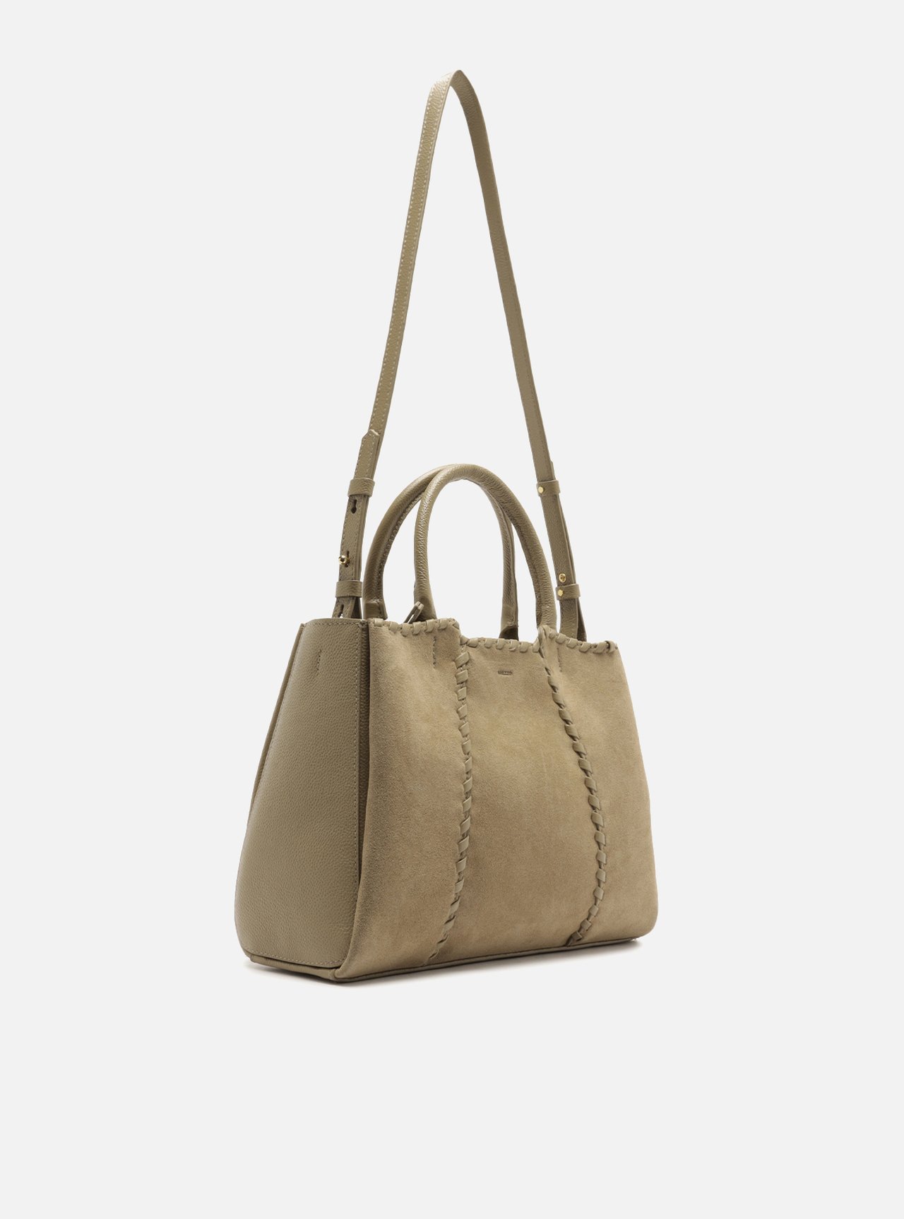 Bolsa Tote Marrom Couro Grande Tressê — foto 5