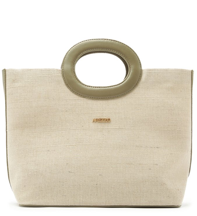 Bolsa Shopping Tecido Grande Natural e Eucalipto