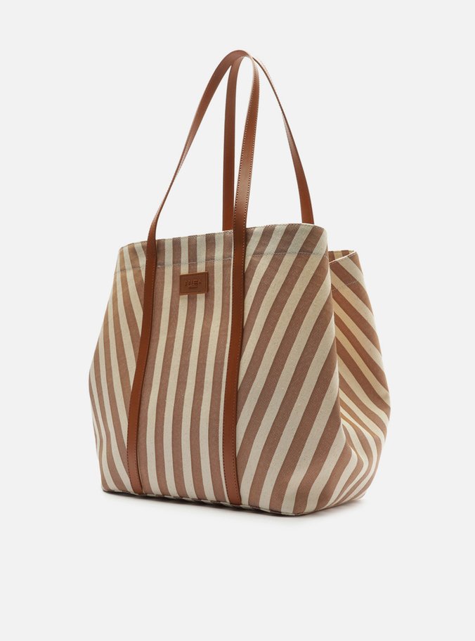 Bolsa Shopping Grande Marrom Listras